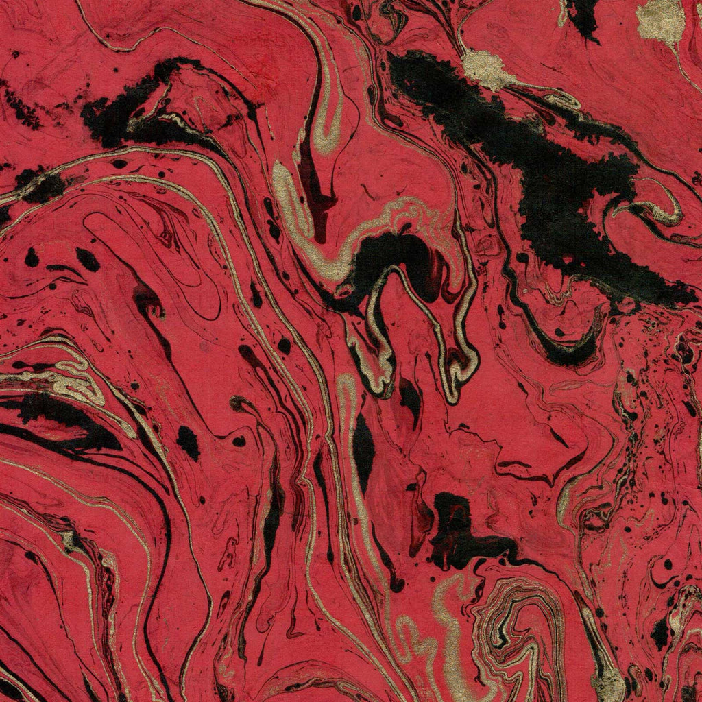 Marble - Black/Gold on Red