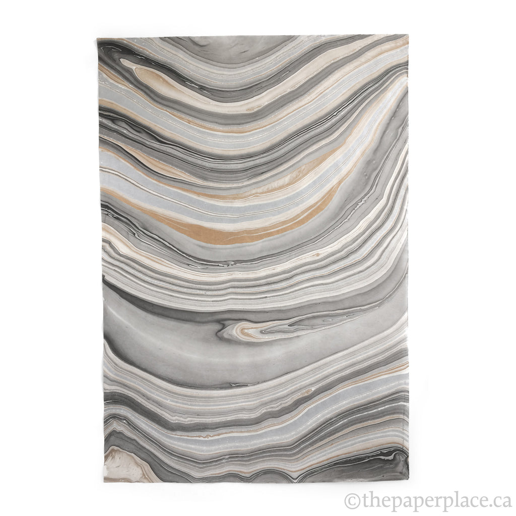 Thai Marbled Paper - Black/Gold/Silver