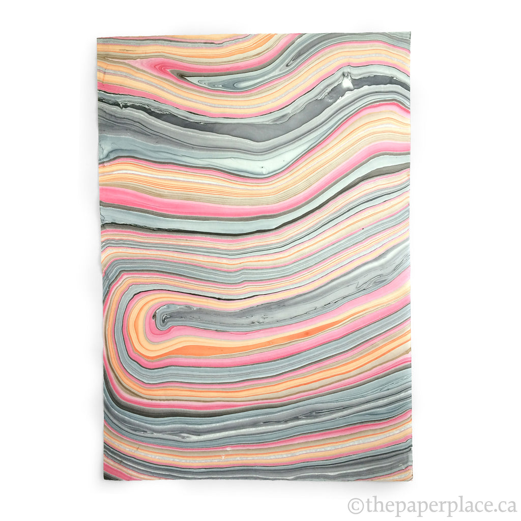 Thai Marbled Paper - Iris/Raspberry/Apricot