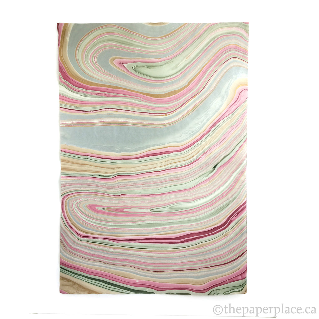 Thai Marbled Paper - Red/Gold/Green