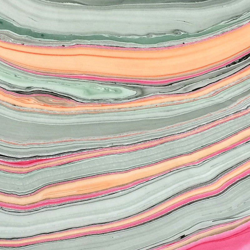 Thai Marbled Paper - Turquoise/Apricot/Raspberry