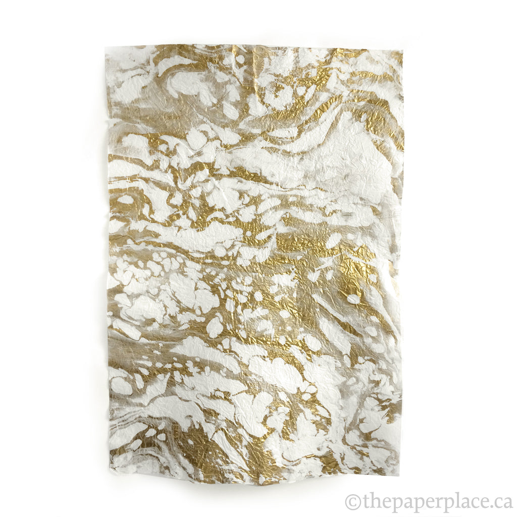 Thai Marbled Momi - White & Gold