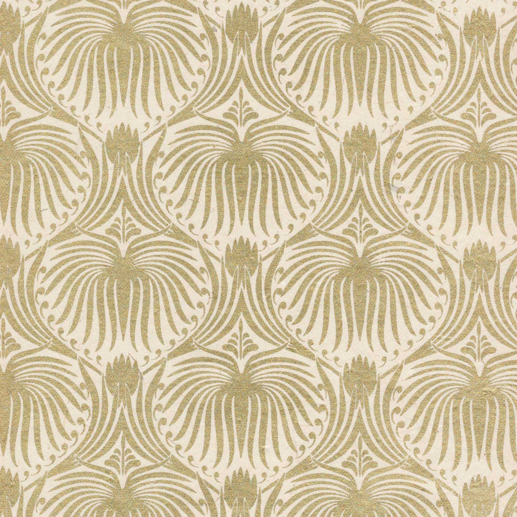 Peacock Feathers - Gold on Cream