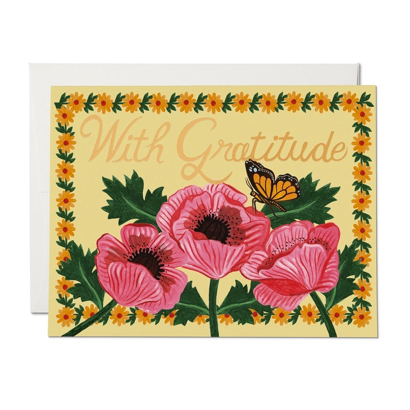 With Gratitude Poppies Single Card