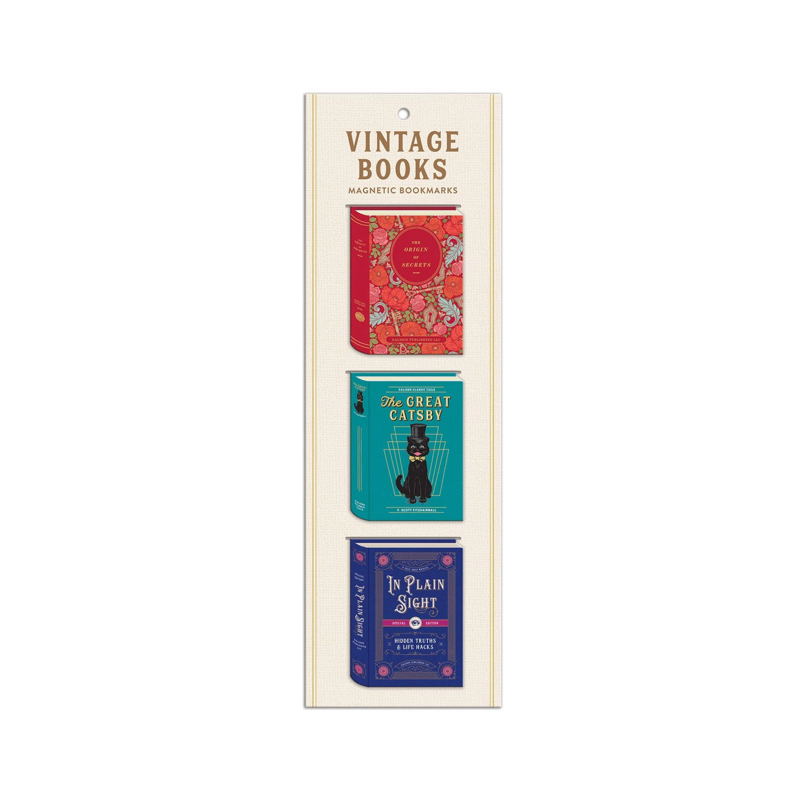 Vintage Books Shaped Magnetic Bookmarks S/3