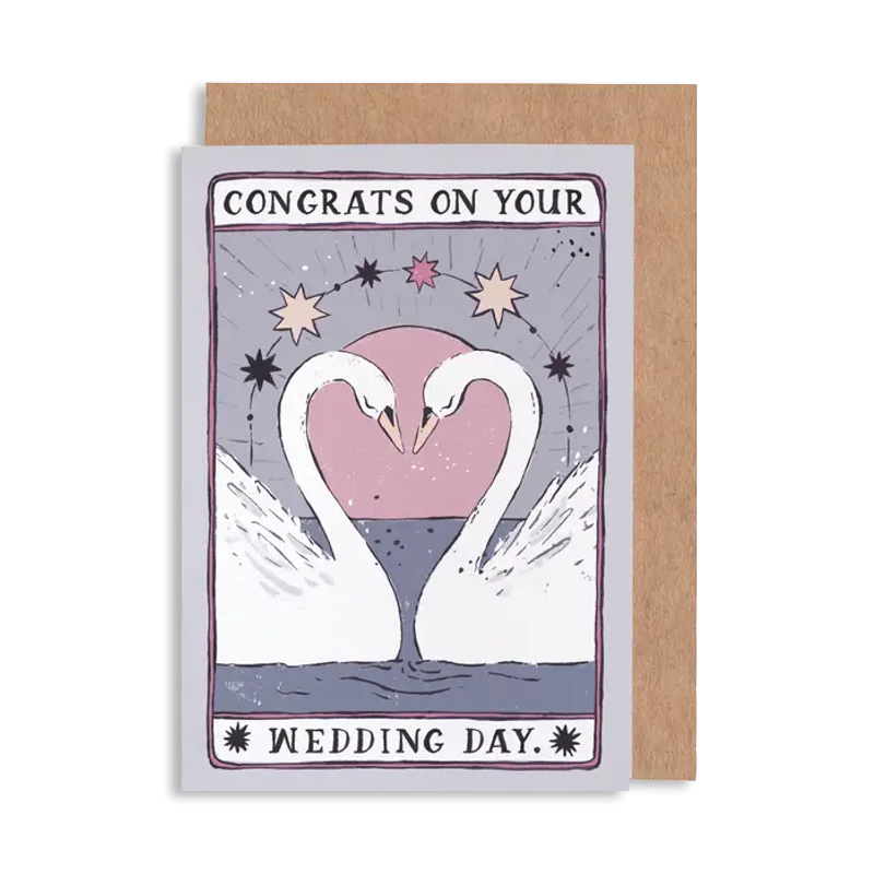 Swans Wedding Single Card