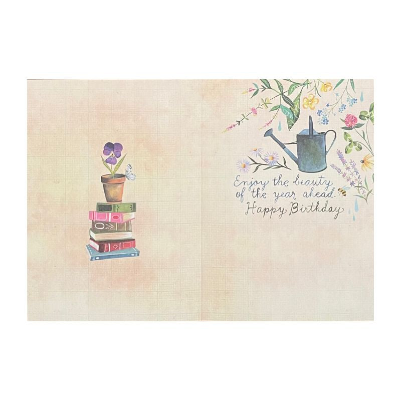Garden & Library Birthday Single Card