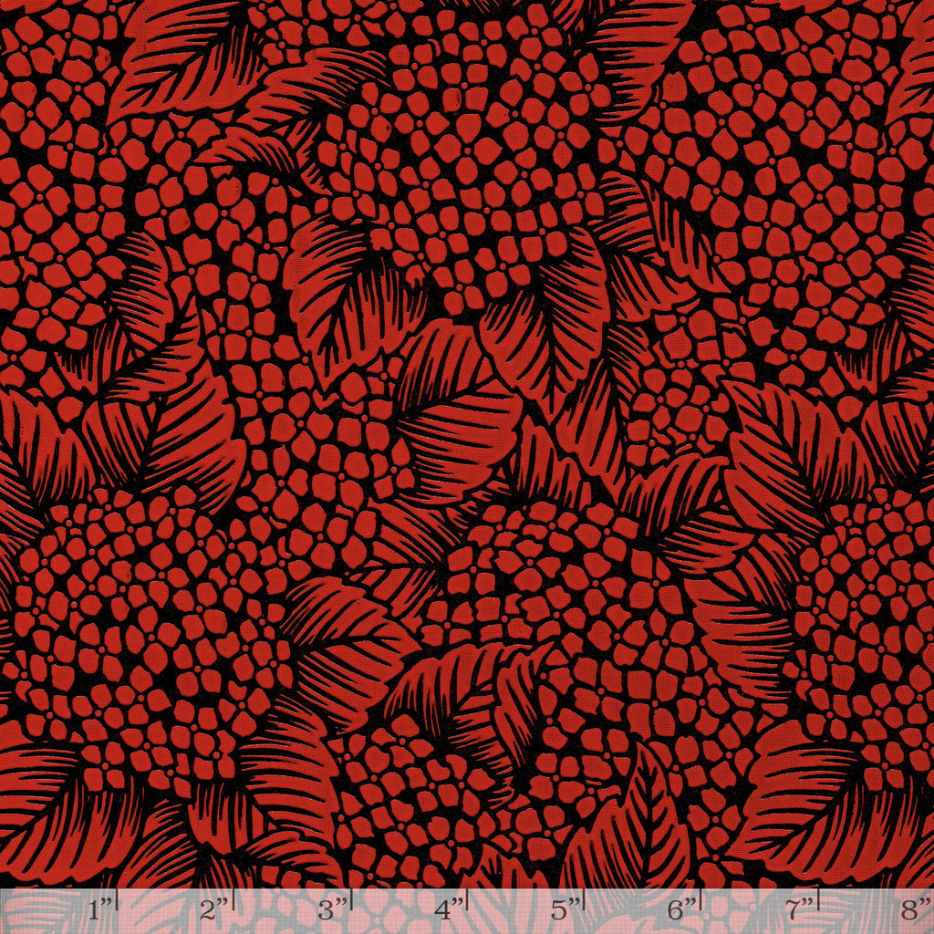 Lacquered Yuzen - Hydrangea Red