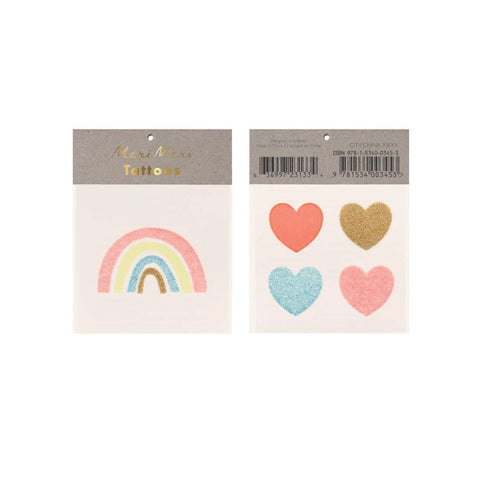 Rainbow & Hearts Small Glitter Tattoos