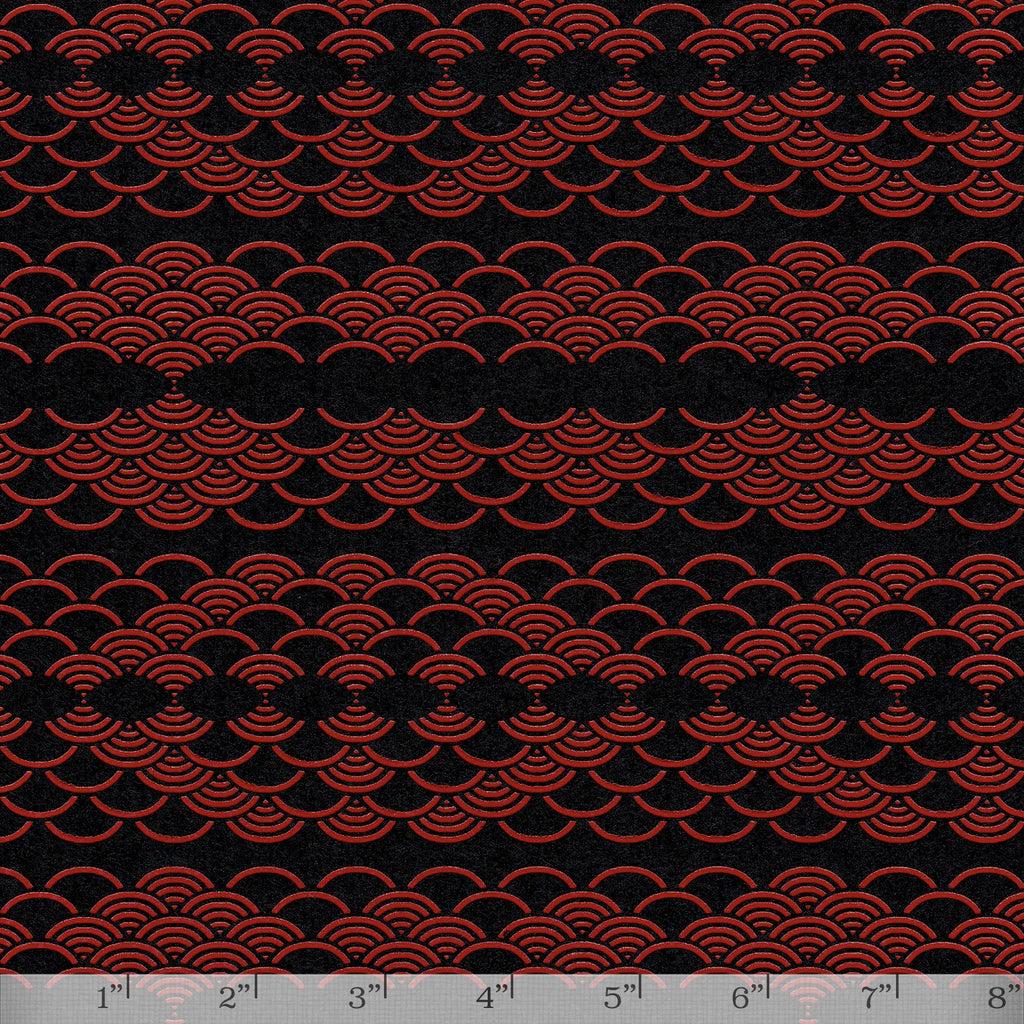 Lacquered Yuzen - Seikaiha Red