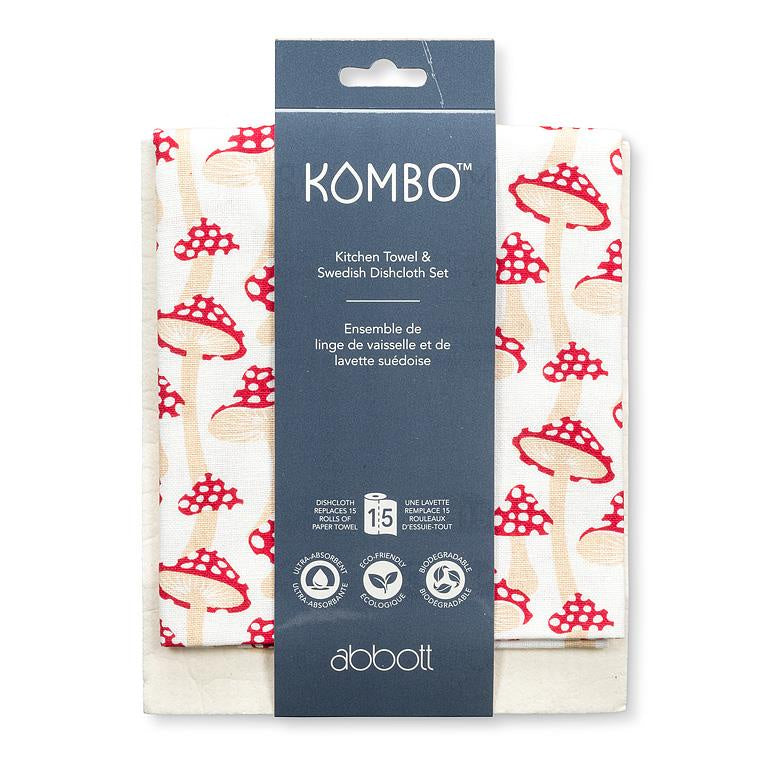 Mushrooms Dishcloth & Kitchen Towel Set
