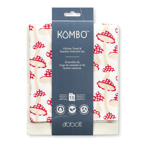 Mushrooms Dishcloth & Kitchen Towel Set