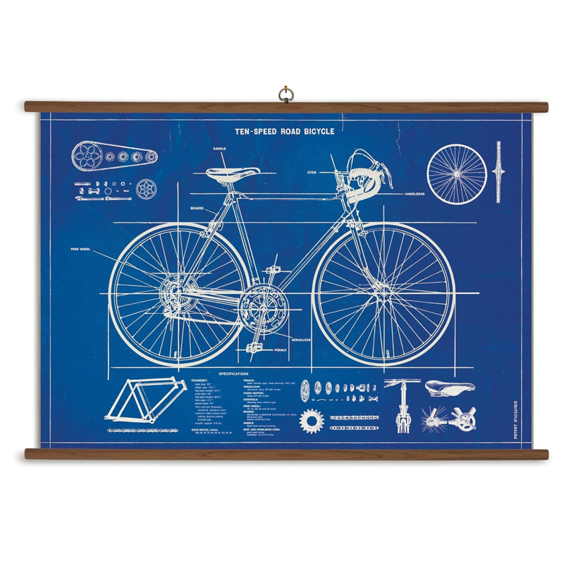 Bicycle Blueprint Vintage School Chart