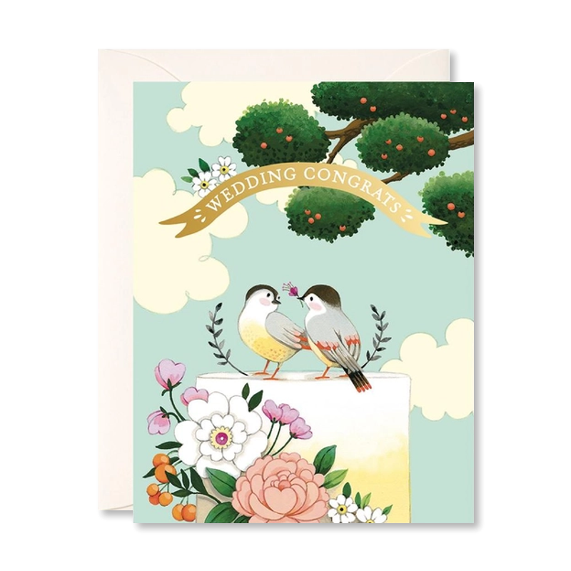 Birds on Cake Single Card