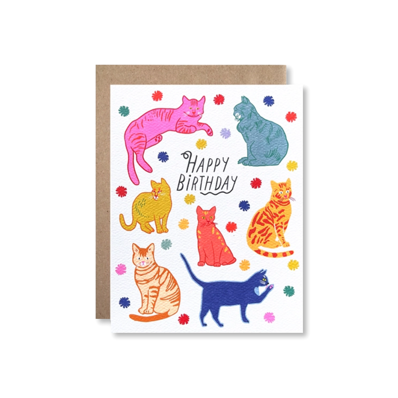 Birthday Cats Single Card