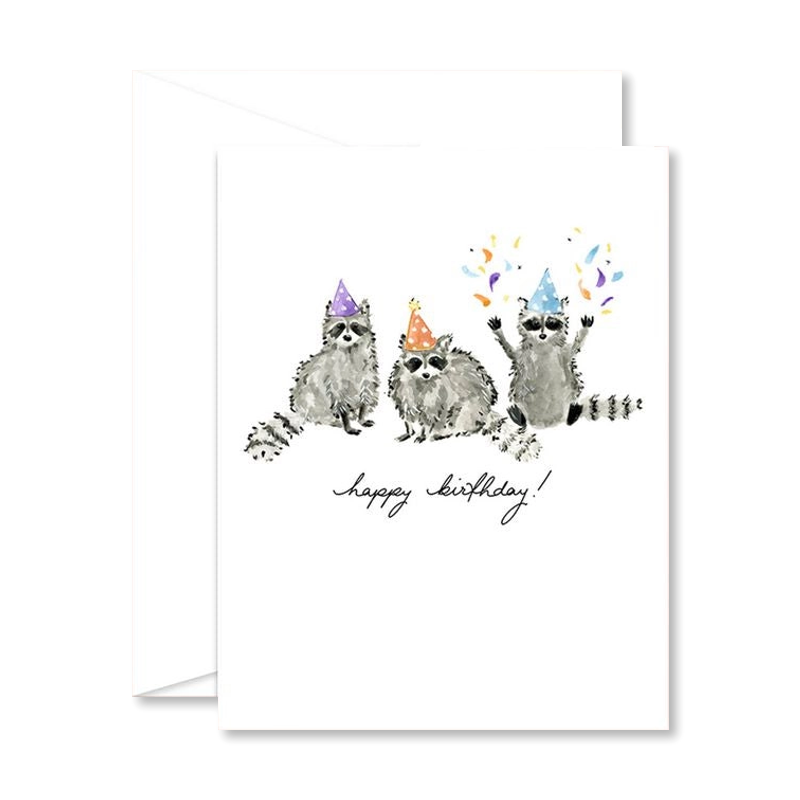 Birthday Raccoons Single Card