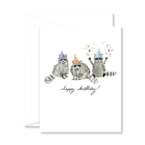 Birthday Raccoons Single Card