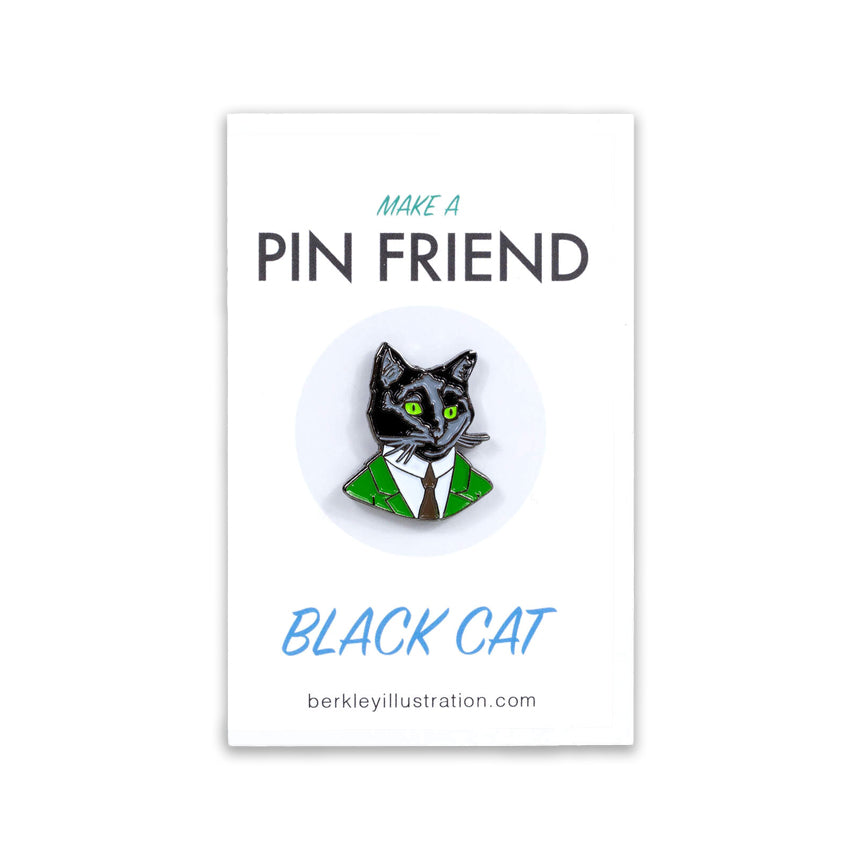 Berkley Black Cat Gentleman Enamel Pin