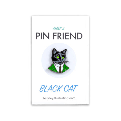 Berkley Black Cat Gentleman Enamel Pin