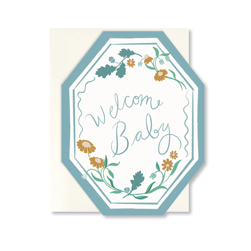Blue Welcome Baby Single Card