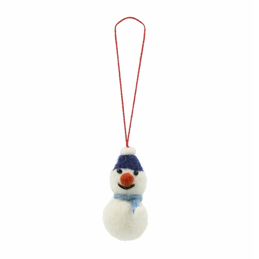 Small Felt Snowman Ornament Royal Blue