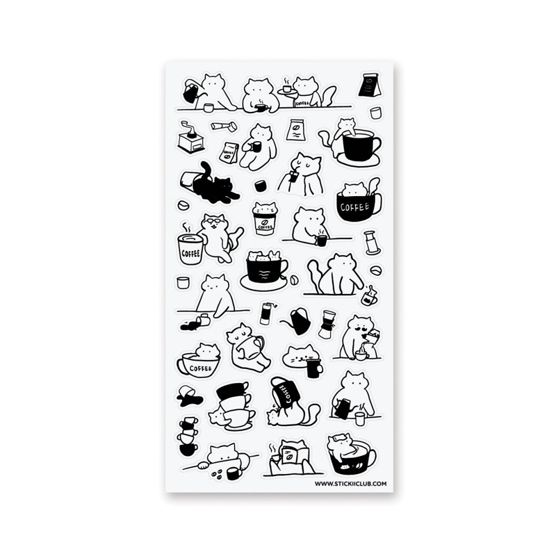 Caffine Cats Sticker Sheet