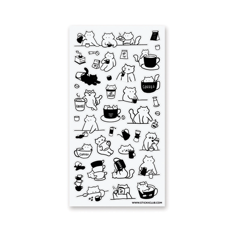 Caffine Cats Sticker Sheet