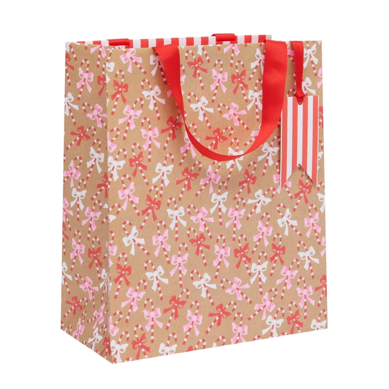 Candy Cane Kraft Large Gift Bag