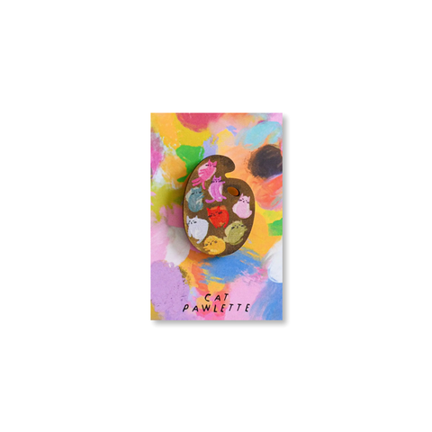 Cat Artist Wooden Pin