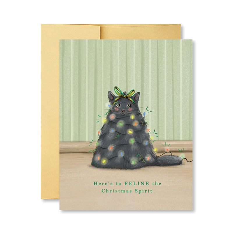 Cat Christmas Tree Single Card