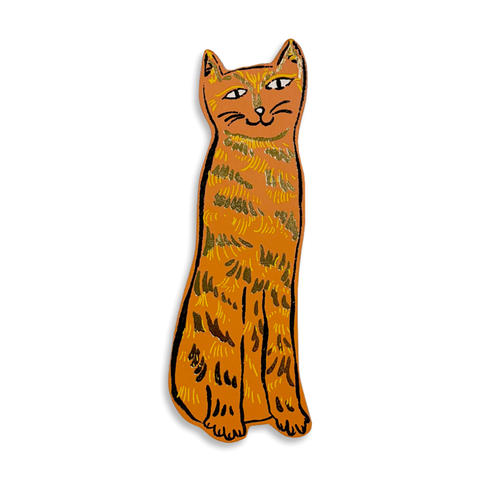 Cat Tails Leather Bookmark - Orange