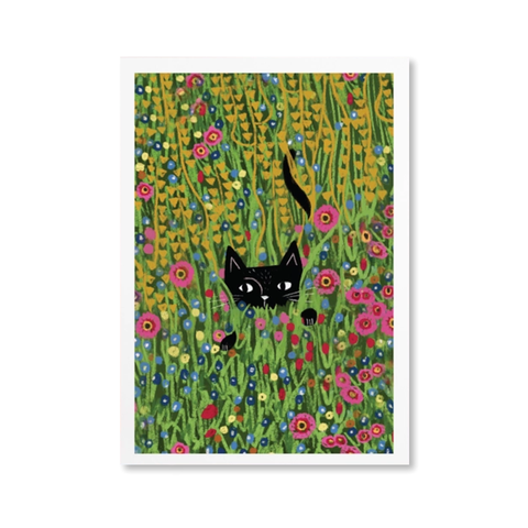 Cat Hiding in a Klimt Garden Art Print