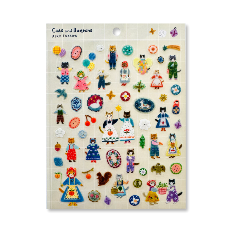 Cats & Buttons Sticker Sheet