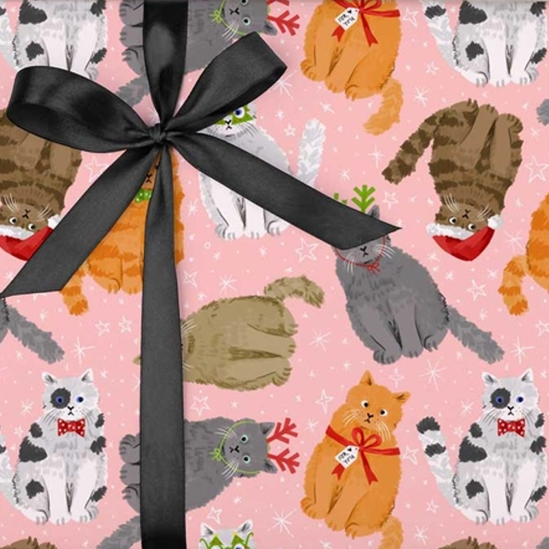 Christmas Cat Gift Wrap Sheet