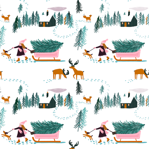 Christmas Winter Scene Gift Wrap Sheet