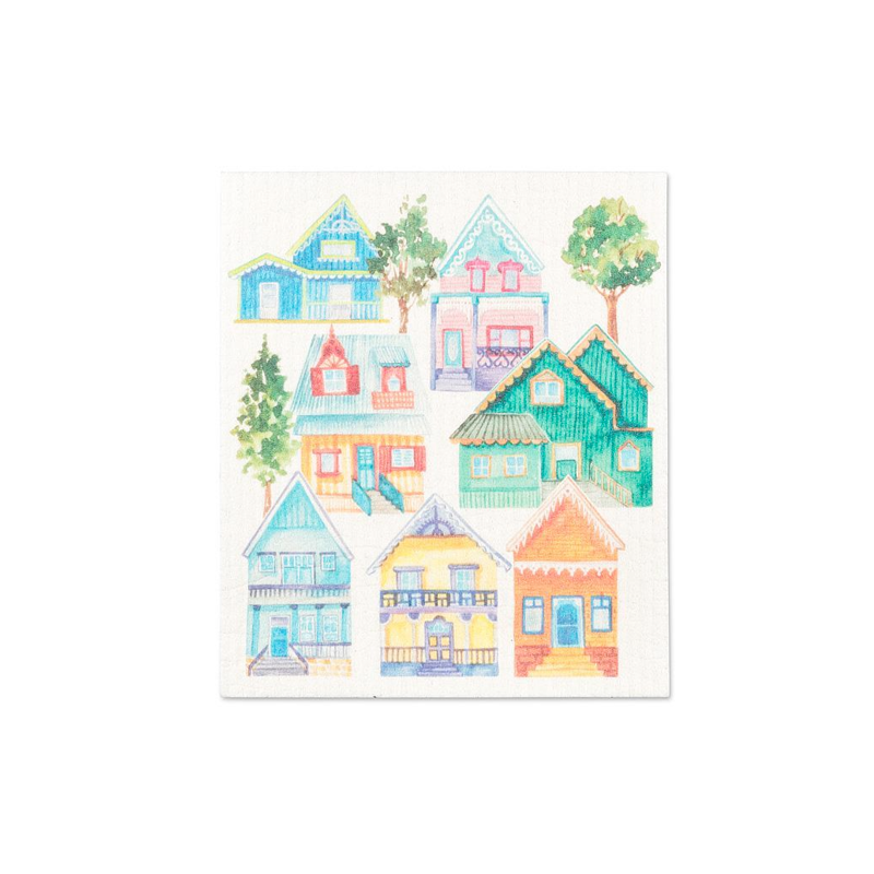 Colourful Houses Dishcloth