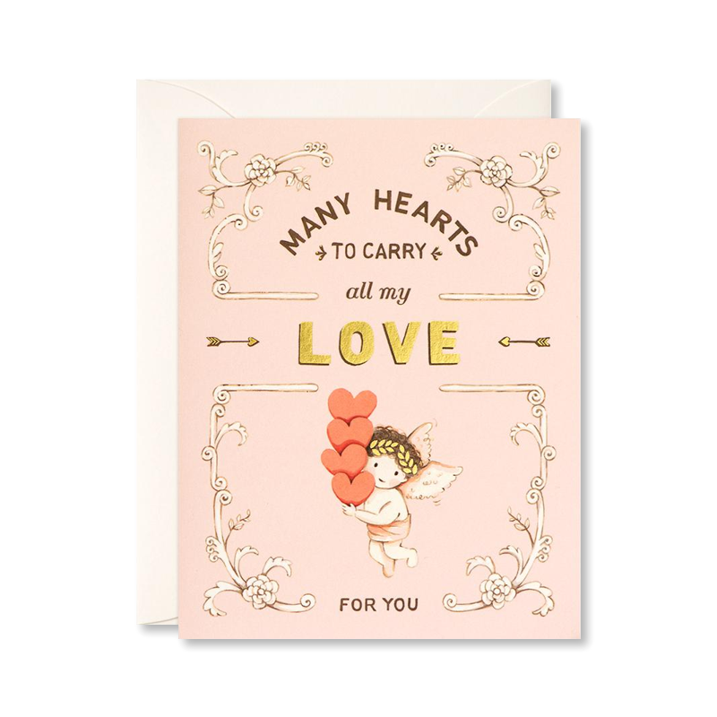 Cupid & Many Hearts Single Card