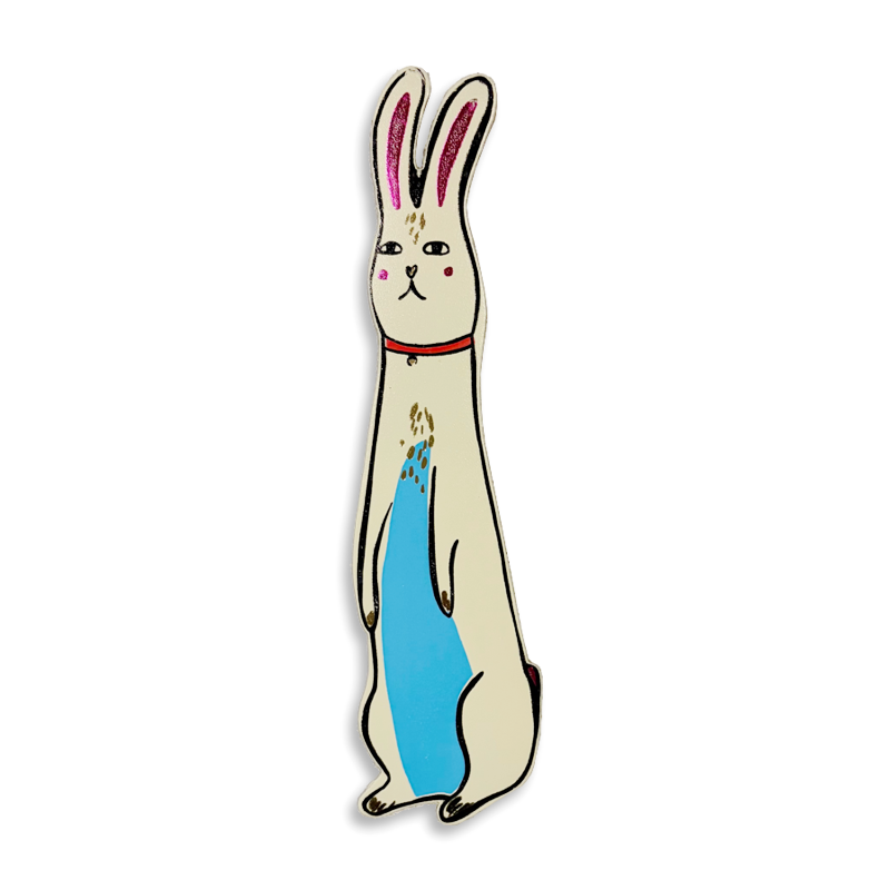 Cute Bunny Leather Bookmark - Cream