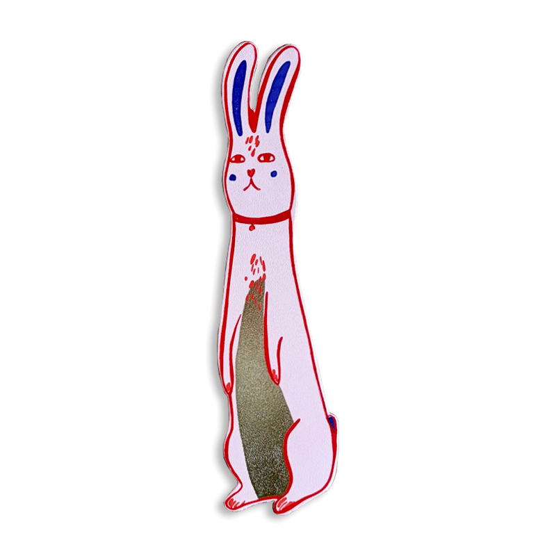 Cute Bunny Leather Bookmark - Pale Pink