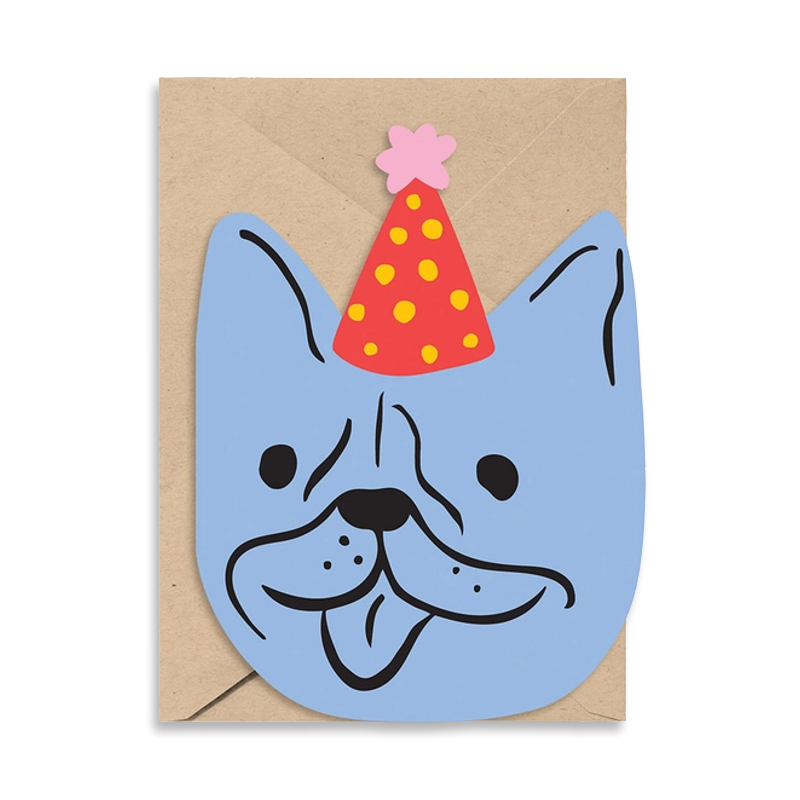 Dog Party Hat Die-Cut Single Card