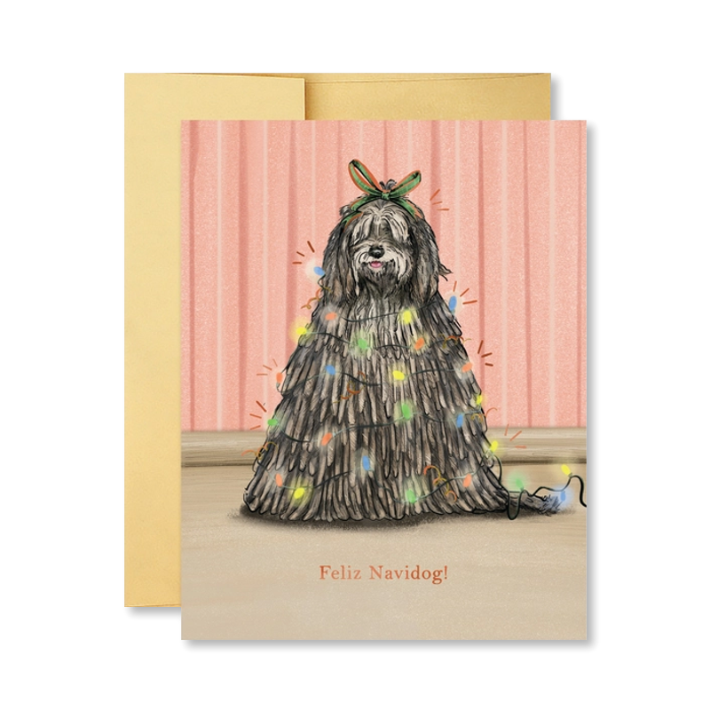 Dog Christmas Tree Single Card