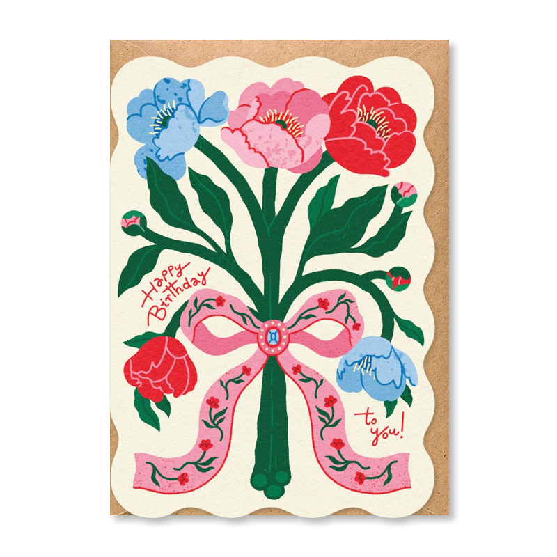Floral Peonies Birthday Single Card
