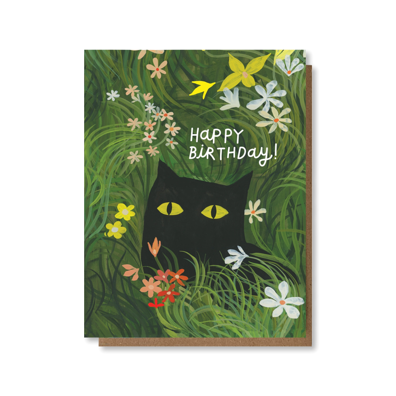 Flower Kitty Birthday Single Card