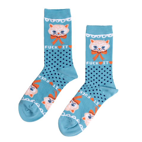 Fuck It Kitty Crew Socks