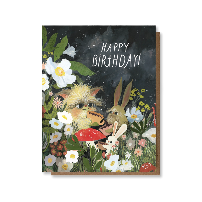 Garden of Creatures Birthday Single Card