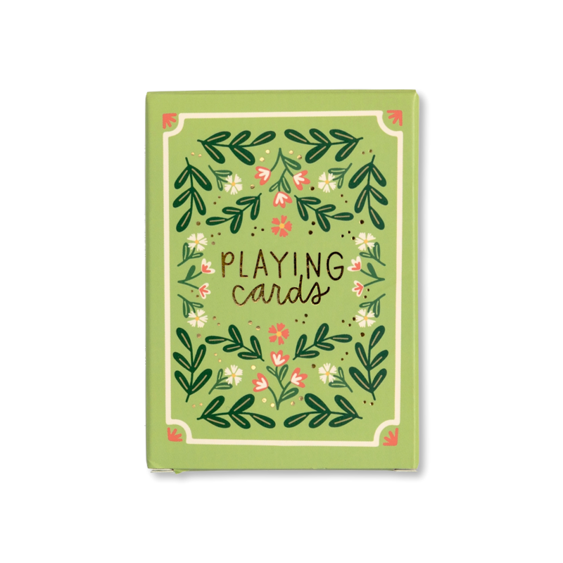 Green Floral Playing Cards