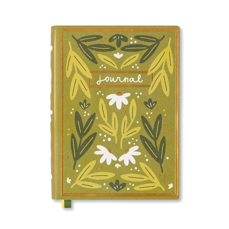 Green Floral Softcover Book Journal
