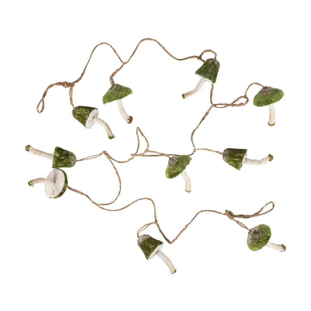 Green Velvet Mushroom Garland