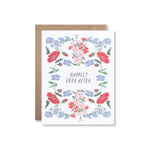 Happily Ever After Cornflower & Poppies Single Card