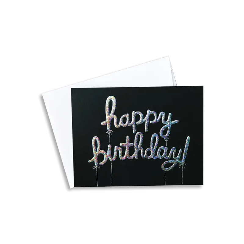 Holographic Happy Birthday Balloon Single Card